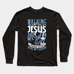 Jesus and dog - English Setter Long Sleeve T-Shirt